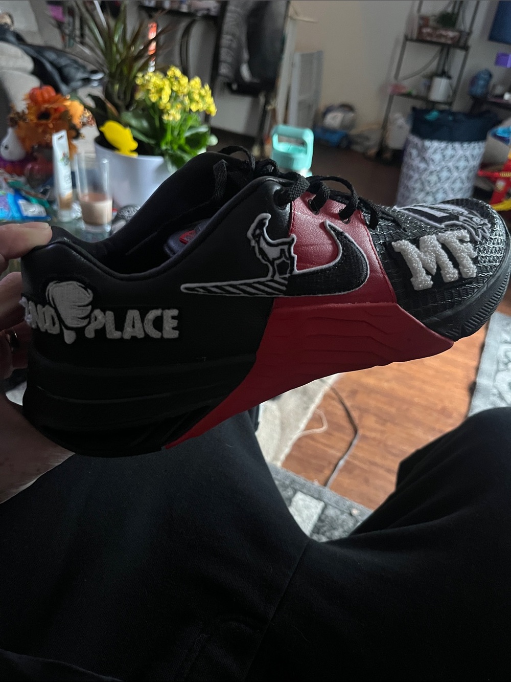 Nike Black and Red Graphic Sneakers
